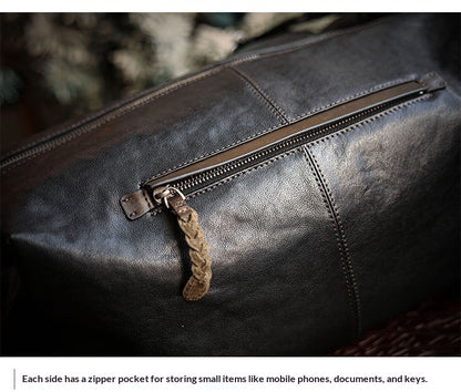 Vegetable-Tanned Cowhide Shoulder Bag – Men's Large Capacity Leather Messenger Bag