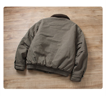Fur Collar Turn-Down Utility Cotton Jacket – Vintage Loose Outdoor Unisex