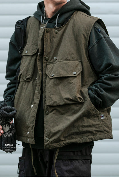Multi-Pocket 90 Duck Down Vest – Mountain Outdoor Loose Warm Unisex – Vests | japanese streetwear | vintage workwear | unisex | Yamalinclothes