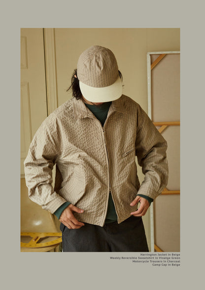 FW24 Vintage Harrington Jacquard Jacket - Yamalin Plaid Texture Memory Fabric Lapel Jacket