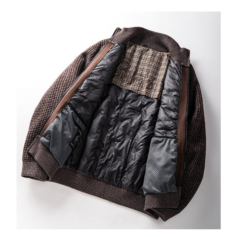 90% Duck Down Check Knit Puffer Jacket – Men's Oversized Winter Coat – Japanese vintage | yamalin clothes | Yamalinclothes