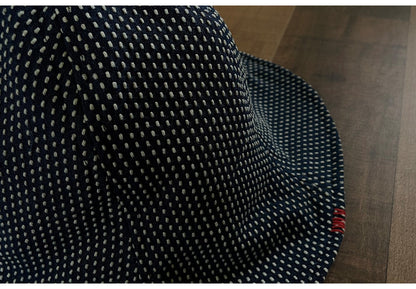 Indigo Sashiko Tulip Bucket Hat – Japanese Artisan Outdoor Fisherman Hat