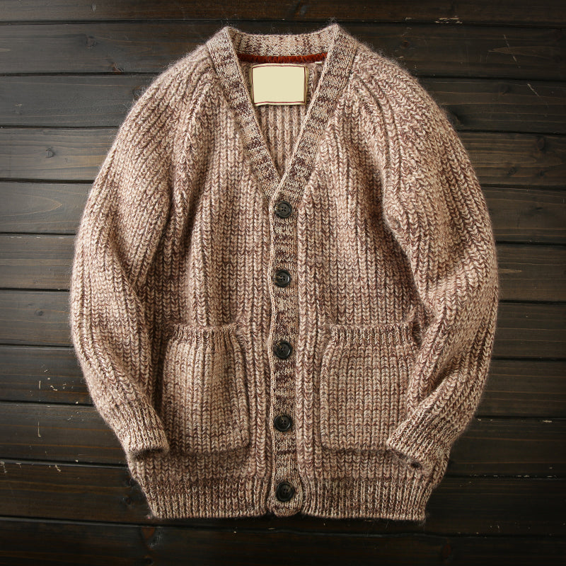X06 Heavy all wool! Italian single foreign trade tail goods high-end men's autumn and winter knitted cardigan thickened sweater coat