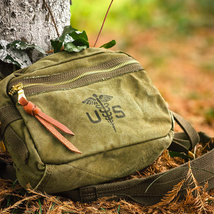 Vintage Military Canvas Crossbody Bag – Heavyweight Chest Waist Bag – Japanese vintage | yamalin clothes | Yamalinclothes
