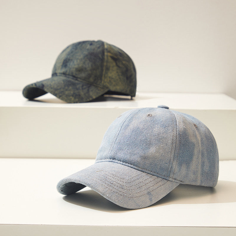 Blue washed denim baseball hat women's spring and summer street outing, versatile sunscreen shade cap, small face – cap | japanese streetwear | vintage workwear | unisex | Yamalinclothes