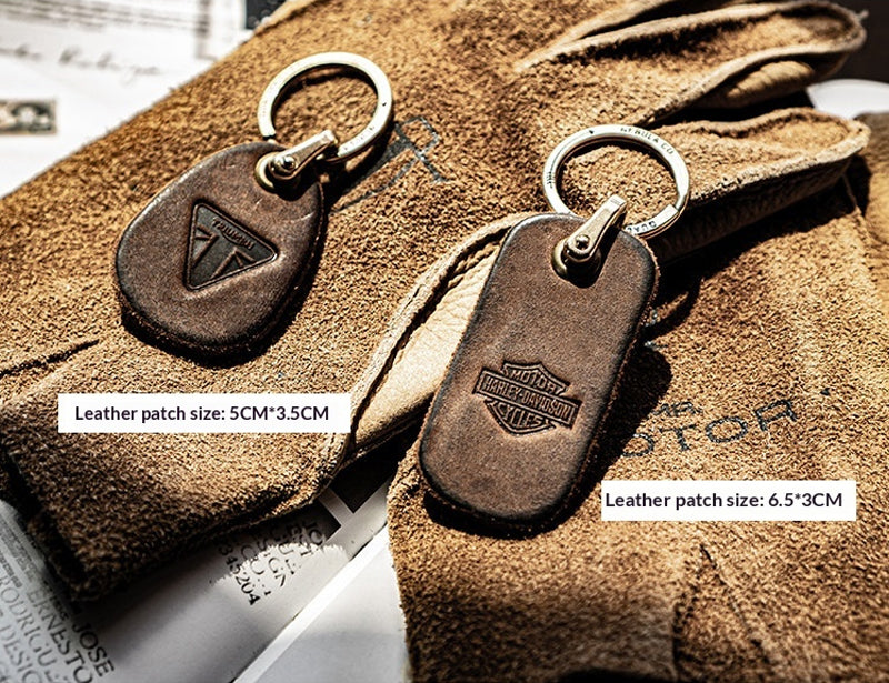 Vintage Distressed Leather Motorcycle Keychain – Custom Key Fob – Japanese vintage | yamalin clothes | Yamalinclothes