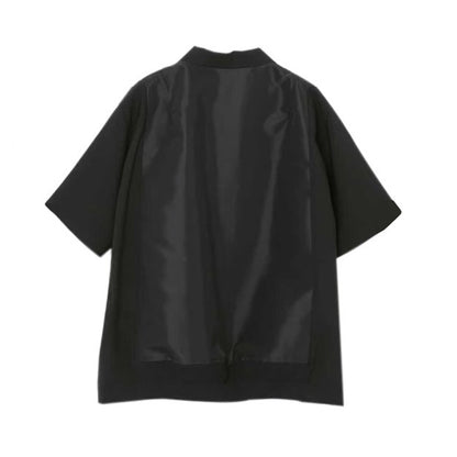 Japanese Workwear Patchwork Collar Short Sleeve Shirt – Loose Unisex Casual