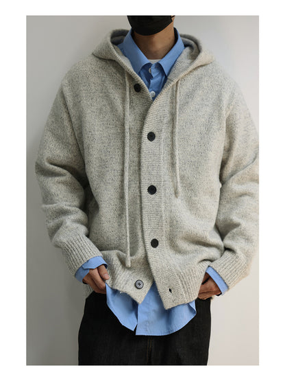 Japanese Hooded Knit Cardigan – Button-Down Lazy Couple – Japanese vintage | yamalin clothes | Yamalinclothes