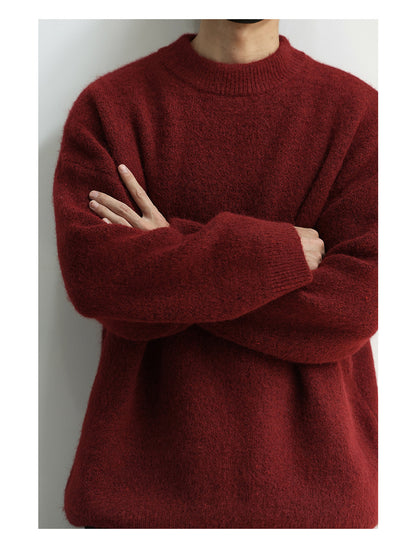 Wool Crew Neck Pullover Sweater – Japanese Warm Loose Unisex
