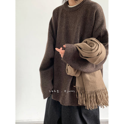 Japanese Vintage Knit Sweater – Unisex Collegiate Maillard