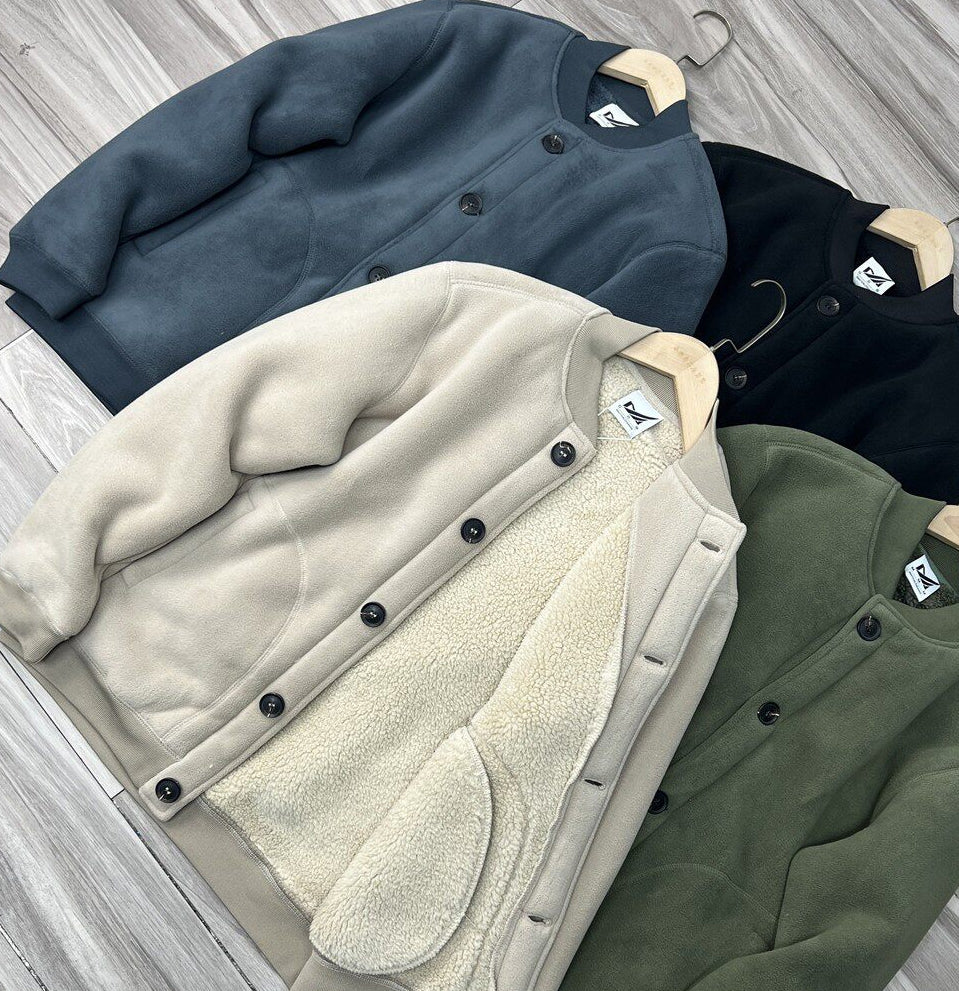 Fleece Lambswool Baseball Collar Jacket – Windproof Loose Unisex – Coats Jackets | japanese streetwear | vintage workwear | unisex | Yamalinclothes