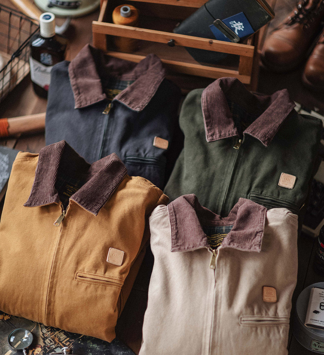 Indigo Heavy Wash Canvas Detroit Cargo Jacket – American Vintage Distressed Unisex – Coats Jackets | japanese streetwear | vintage workwear | unisex | Yamalinclothes