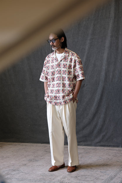 Vintage Kangzheng Labour Union Vintage 100 needle jacquard short sleeves Hawaiian Cuban lining LU958 – Japanese vintage | yamalin clothes | Yamalinclothes