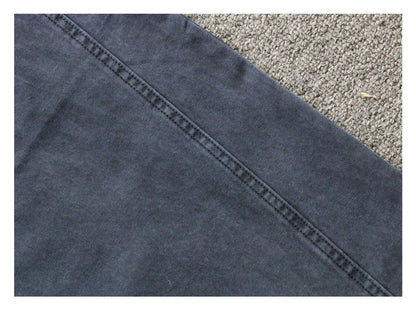 Blue Vintage Utility Pants, Heavy-Duty Washed Distressed Casual Loose Wide-Leg Men's Long Pants Made of Pure Cotton