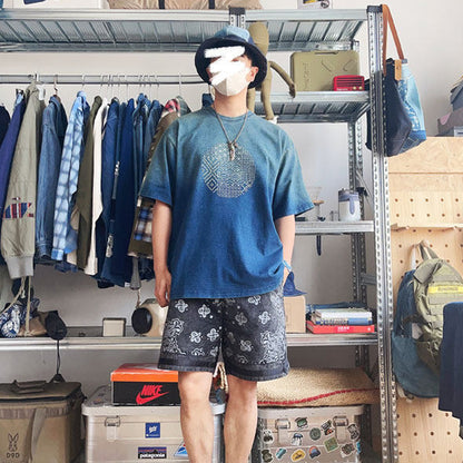 Cotton T-Shirt – Gradient Wash & Sashiko Embroidery | Yamalinclothes