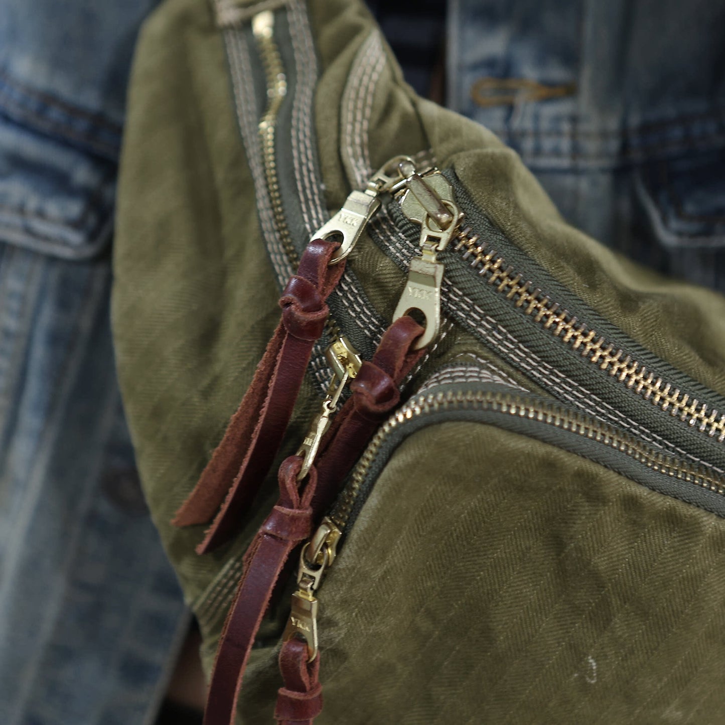 Herringbone Canvas Chest Bag – Motorcycle Crossbody Men