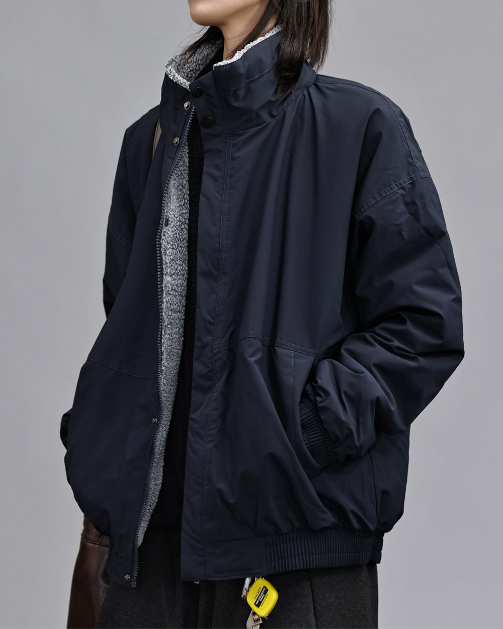 American Oversized Fleece Stand Collar Cotton Jacket – Unisex Workwear Winter Coat – Japanese vintage | yamalin clothes | Yamalinclothes