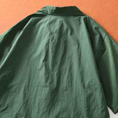 Mountain function + loose wide version! ODM Order! Short-sleeved jacket with lapels for men in summer | Japanese vintage | yamalin clothes | Yamalinclothes