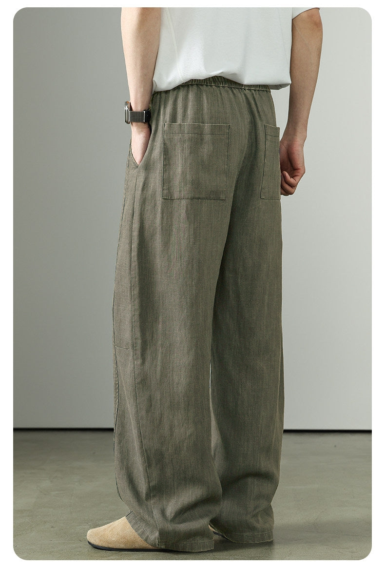 Premium Tencel Linen Wide Leg Pants – Loose Straight Lyocell Breathable Summer Slacks for Men | Japanese vintage | yamalin clothes | Yamalinclothes