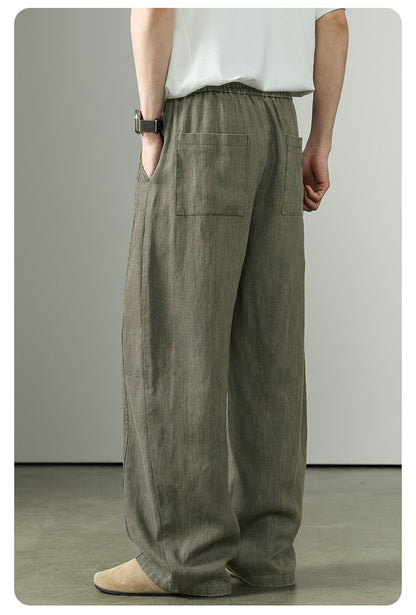 Premium Tencel Linen Wide Leg Pants – Loose Straight Lyocell Breathable Summer Slacks for Men | Japanese vintage | yamalin clothes | Yamalinclothes