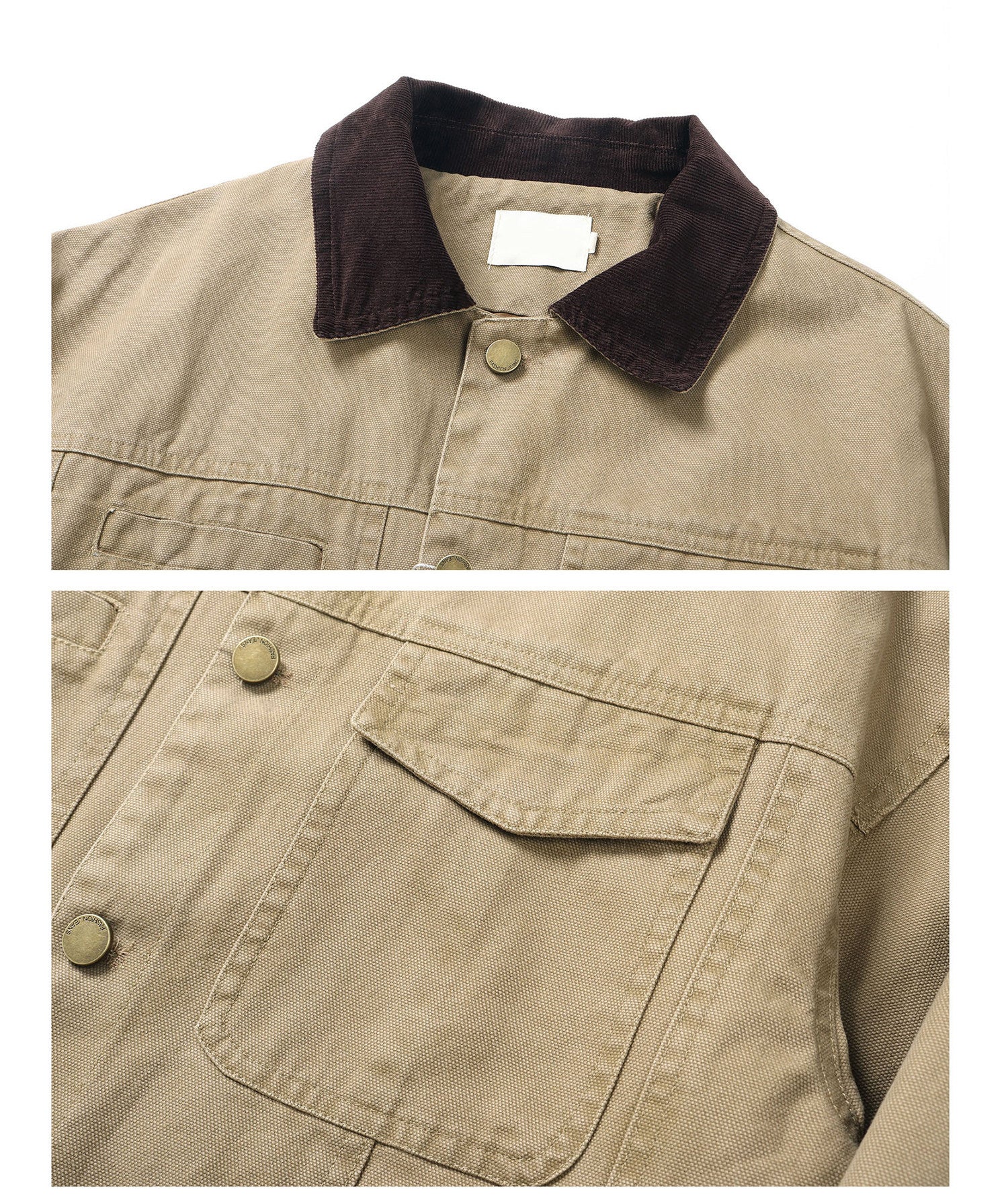 {{ American Vintage Detroit Cargo Jacket – Washed Canvas Contrast Lapel Loose Fit for Men – Japanese vintage | yamalin clothes | Yamalinclothes }}