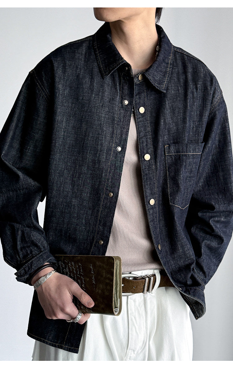 Denim Shirt – Washed Texture & Snap Front | Yamalinclothes