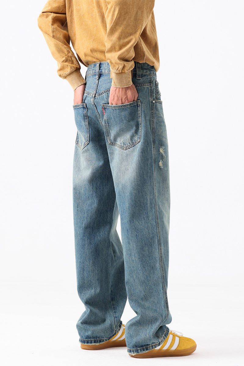 Washed Blue Jeans – Relaxed Straight Leg | Yamalinclothes