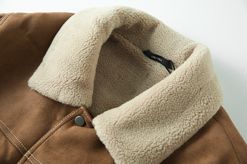 Suede Fleece Workwear Jacket – American Retro Thick Warm Unisex – Japanese vintage | fall outfits 2026 | fall winter outfits | classy winter outfits | lazy comfy outfits | japanese streetwear | vintage workwear | yamalin clothes | Yamalinclothes