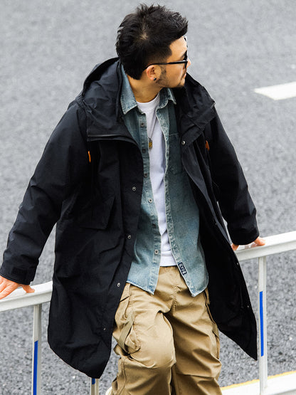Japanese Retro Swallowtail Hooded Trench Coat – Mid-Length Loose Unisex Spring