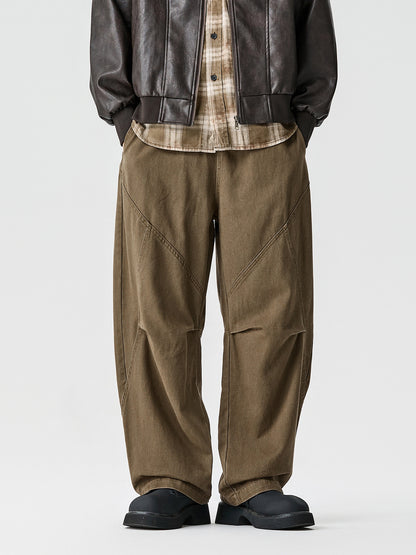 Curved-Leg Pants – Washed Finish & Panel Seams | Yamalinclothes