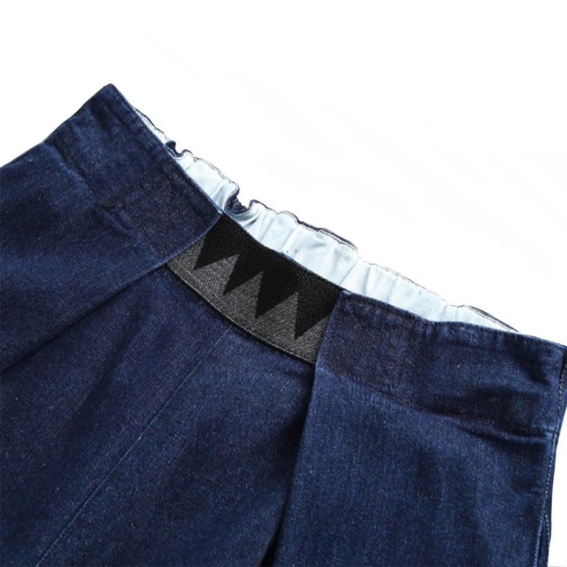 Vintage Indigo-Dyed Loose Jeans – Handmade Elastic Adjustable Waist Streetwear