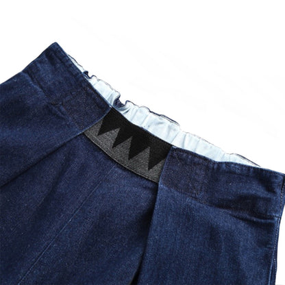 Vintage Indigo-Dyed Loose Jeans – Handmade Elastic Adjustable Waist Streetwear