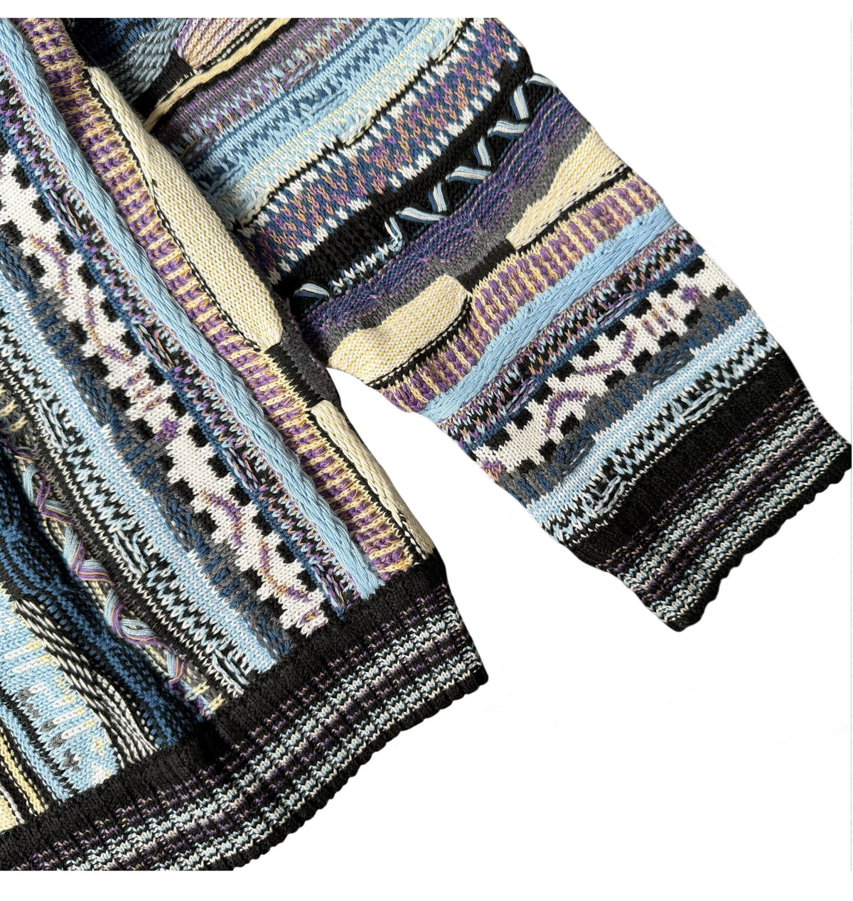 Vertical Stripe Patchwork Jacquard Crew Neck Sweater – Loose Unisex