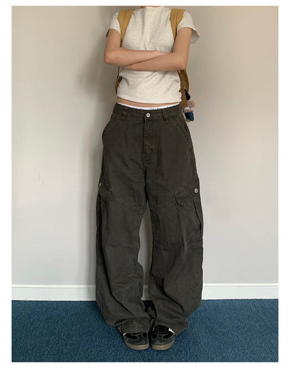 American Retro Multi-Pocket Cargo Pants – Wide-Leg Unisex