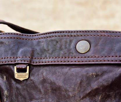 Heavy Washed Horsehide Newsboy Crossbody Bag – Vintage Leather Shoulder Bag