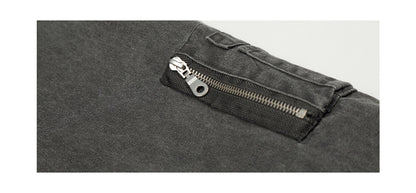 Polar Fleece Hooded Denim Cargo Jacket – Thickened Oversized Unisex