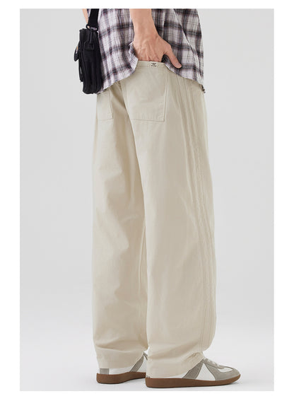 2026 Spring/Summer 170g Lightweight Japanese Cotton Straight Slacks Men's Wide-Leg Anti-Wrinkle Cargo Pants | Japanese vintage | yamalin clothes | Yamalinclothes