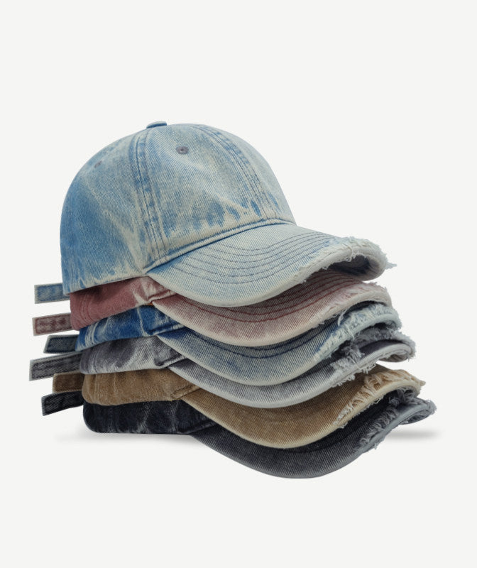 Washed Distressed Denim Baseball Cap – Curved Brim Adjustable Unisex
