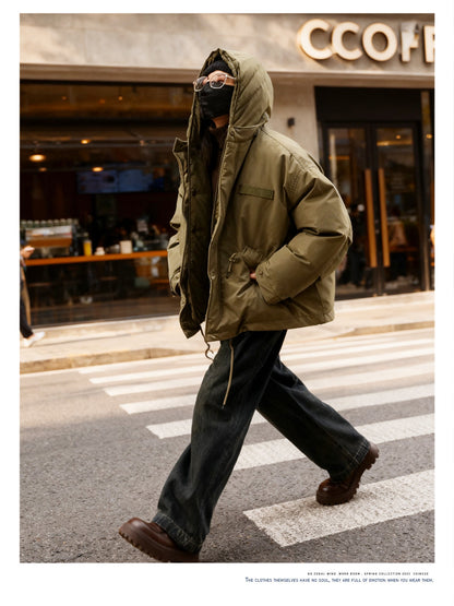 Hooded Padded Jacket – Oversized Drawstring Fit | Yamalinclothes