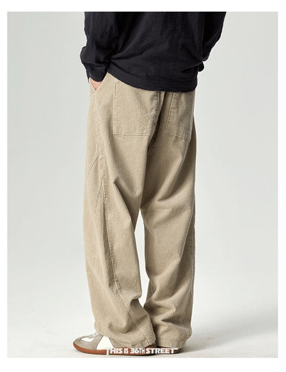 Japanese Heavy Corduroy Wide Leg Pants – Loose Straight Washed Slacks for Men | Japanese vintage | yamalin clothes | Yamalinclothes