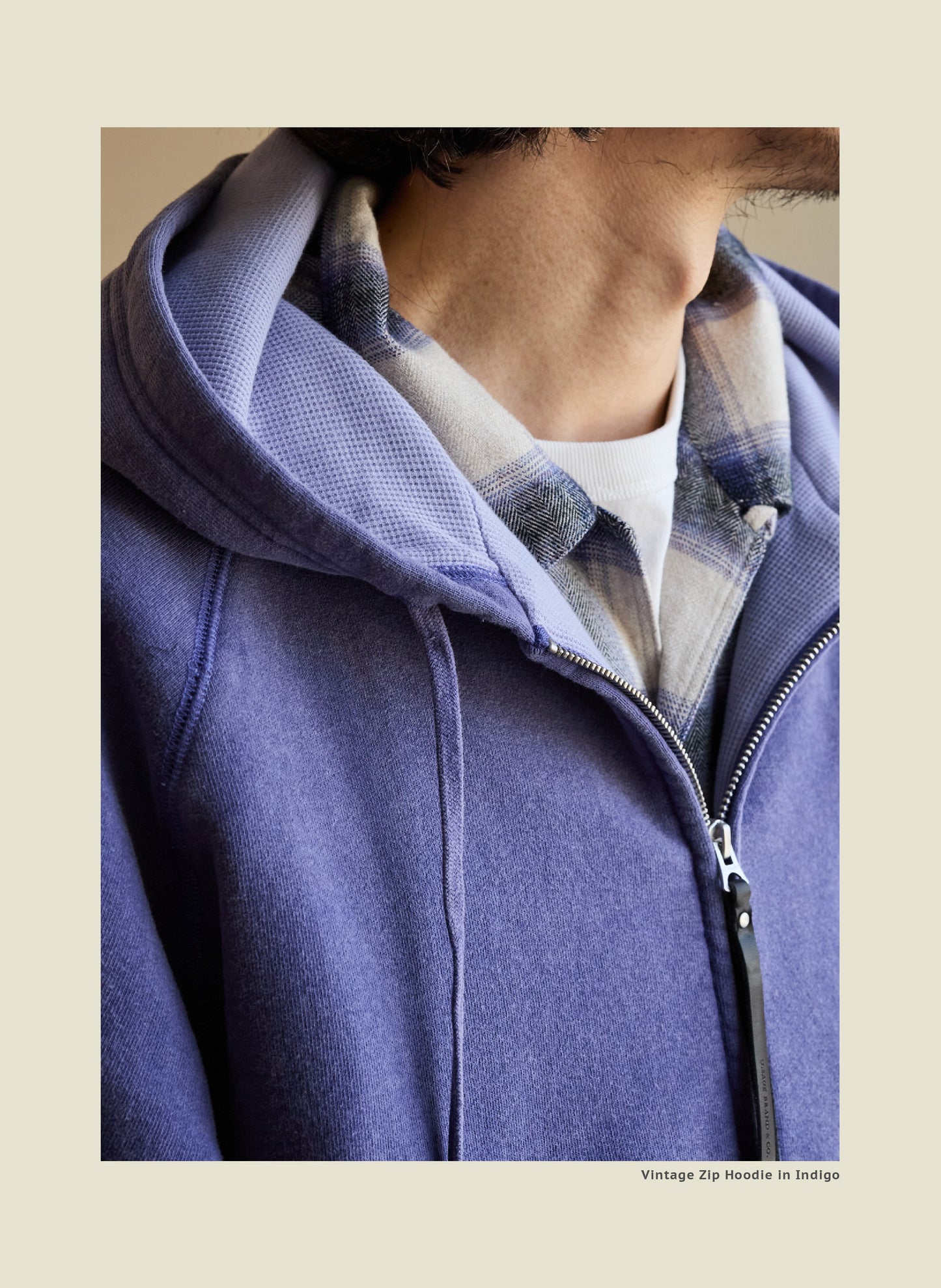 SS26 USAGE VTG Zip Hoodie - Yamalin Heavy Antique Woven Sweatshirt Washable Double Hoodie