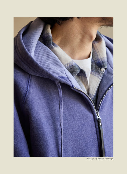 SS26 USAGE VTG Zip Hoodie - Yamalin Heavy Antique Woven Sweatshirt Washable Double Hoodie