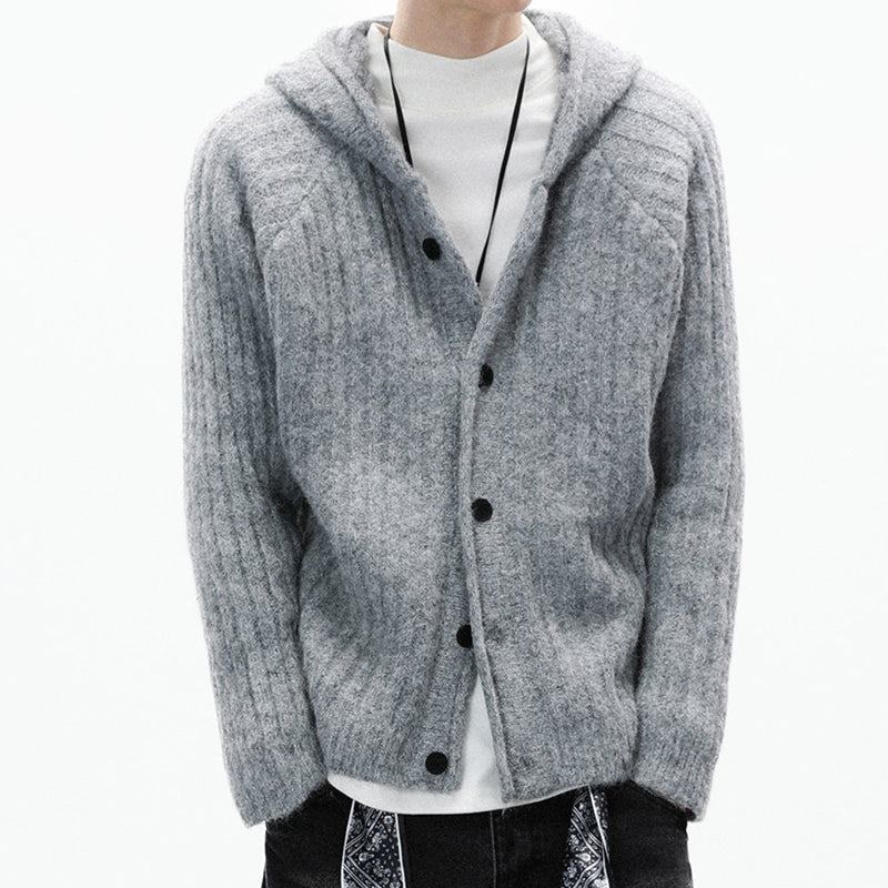 American Vintage Striped Hoodie Cardigan – Chunky Knit Men – Japanese vintage | yamalin clothes | Yamalinclothes