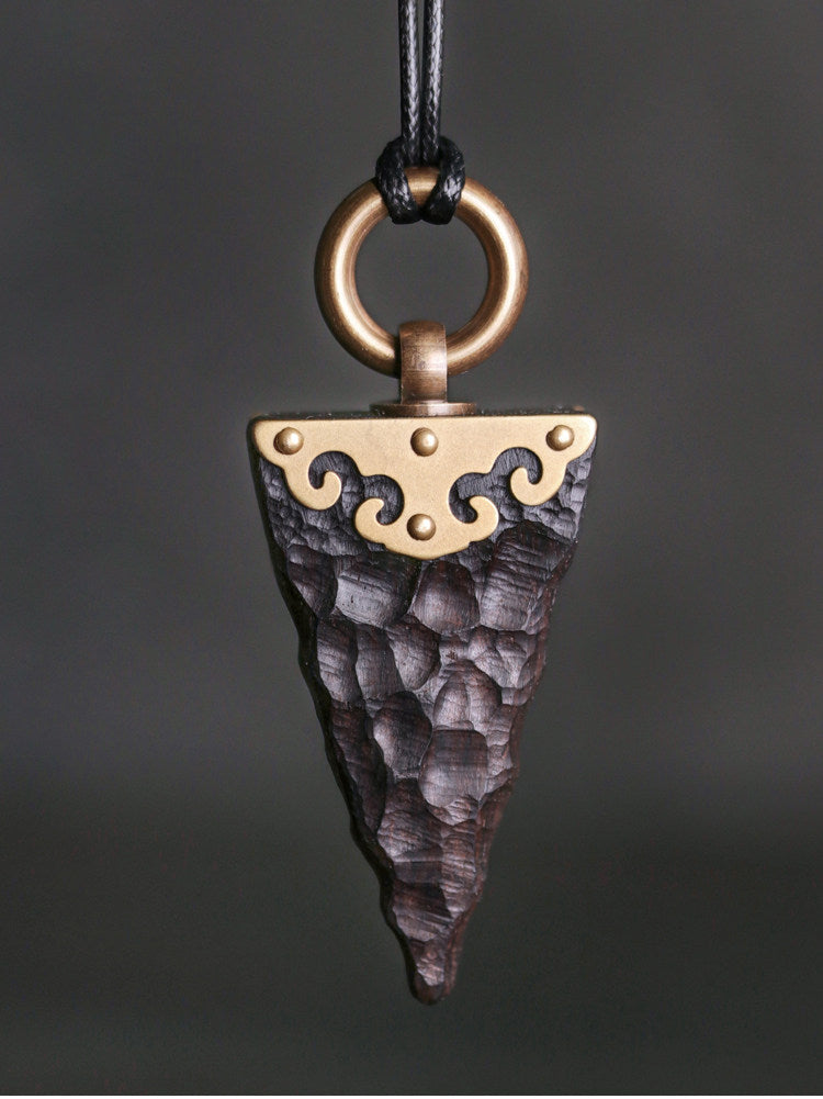 Handmade Ebony Wood Pendant Necklace – Vintage Unisex Sweater Chain