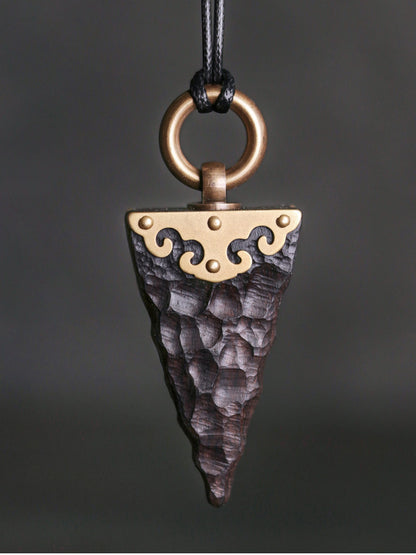 Handmade Ebony Wood Pendant Necklace – Vintage Unisex Sweater Chain