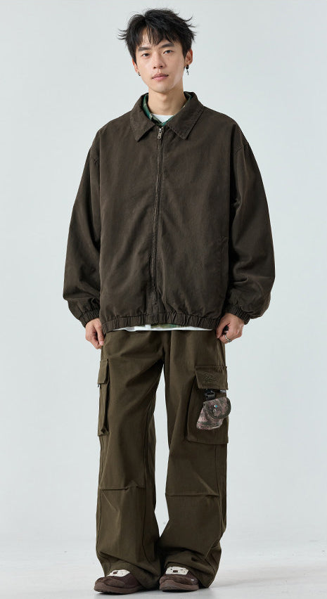 Zip-Front Jacket – Point Collar & Relaxed Fit | Yamalinclothes