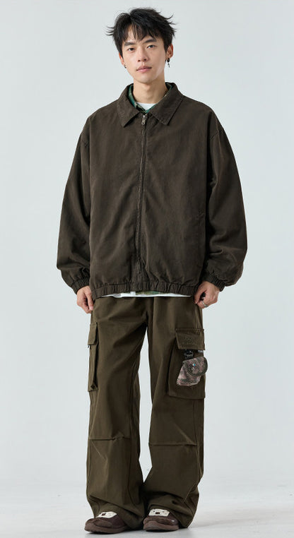 Zip-Front Jacket – Point Collar & Relaxed Fit | Yamalinclothes