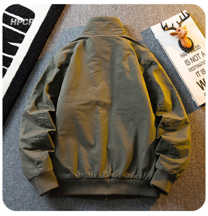 Lambswool Stand Collar Workwear Bomber Jacket – Fleece Lined Unisex Winter