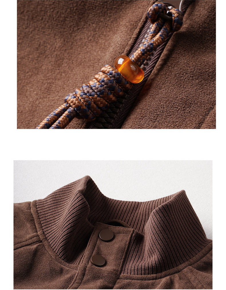 Vintage Suede Stand Collar Short Jacket – Men's Loose Commuter Coat