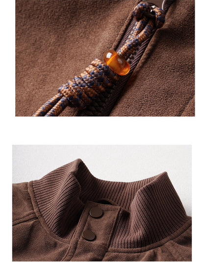 Vintage Suede Stand Collar Short Jacket – Men's Loose Commuter Coat